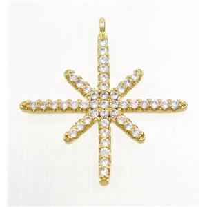 copper northStar pendant paved zircon, gold plated, approx 22x24mm [FDZN3511]