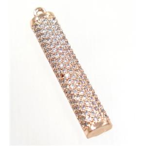 copper stick pendant paved zircon, rose gold, approx 6.5x33mm [FDZN3517]