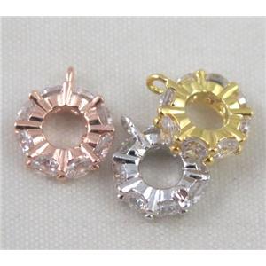 copper hanger bail pave zircon, mix color, approx 10mm dia [FDZN352]