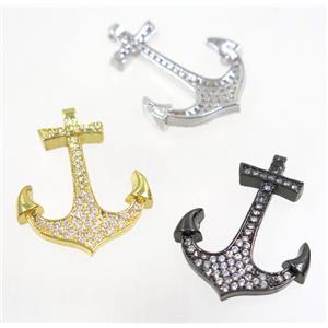 copper anchor pendant paved zircon, mix color, approx 22x30mm [FDZN3536]