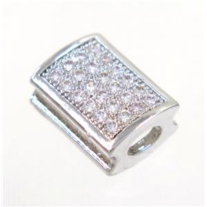 copper rectangle beads paved zircon, platinum plated, approx 8.5x11mm [FDZN3549]