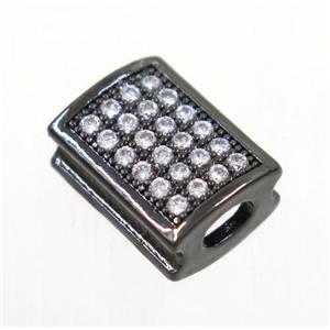 copper rectangle beads paved zircon, black plated, approx 8.5x11mm [FDZN3551]