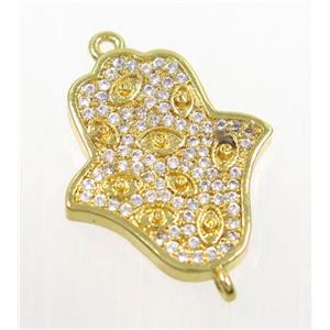 copper connector paved zircon, gold plated, approx 13x20mm [FDZN3554]