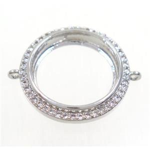 copper connector paved zircon, platinum plated, approx 20mm dia [FDZN3555]