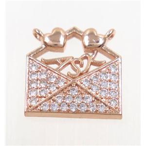 copper pendant paved zircon, rose gold, approx 15x15mm [FDZN3568]