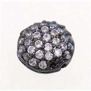 copper spacer beads paved zircon, black plated, approx 8.5mm dia [FDZN3583]