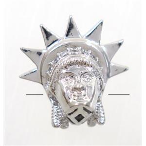 copper bead paved zircon, platinum plated, approx 15-16mm [FDZN3584]