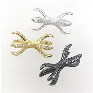 copper bead-holder charm paved zircon, mix color, approx 12-22mm [FDZN3593]