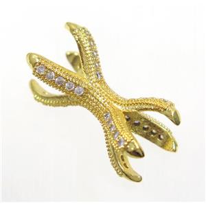 copper beadholder charm paved zircon, gold plated, approx 12-22mm [FDZN3595]