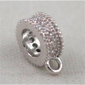 copper hanger bail pave zircon, platinum plated, approx 6mm dia, 3mm hole [FDZN360]