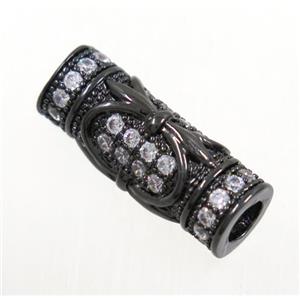 copper tube bead paved zircon, approx 6x19mm [FDZN3601]