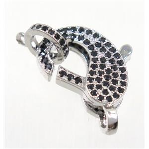 copper Lobster Clasp pave zircon, platinum plated, approx 11-16.5mm [FDZN3615]