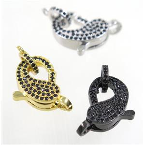 copper Lobster Clasp pave zircon, mix color, approx 11-16.5mm [FDZN3618]
