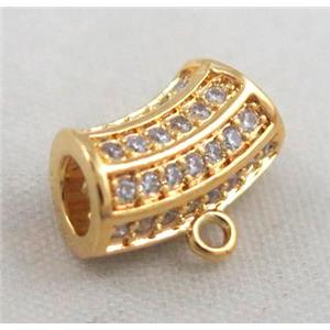copper hanger bail pave zircon, gold plated, approx 6x12mm. 4mm hole [FDZN363]