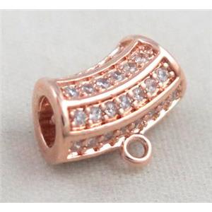 copper hanger bail pave zircon, rose gold, approx 6x12mm. 4mm hole [FDZN364]
