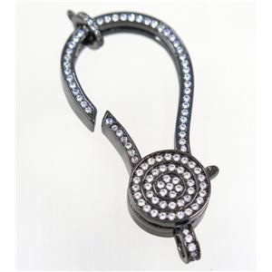 copper Lobster Clasp pave zircon, black plated, approx 23-45mm [FDZN3646]
