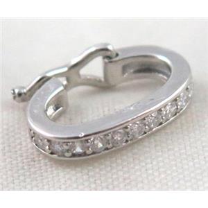 Zircon copper clasp, platinum plated, approx 10x14mm [FDZN367]