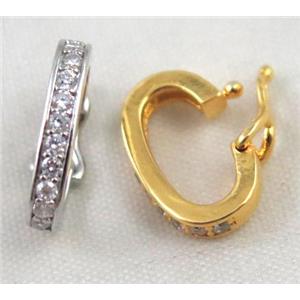 Zircon copper clasp, mixed color, approx 10x14mm [FDZN368]