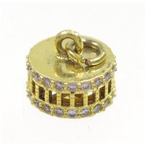 copper Colosseum pendant paved zircon, gold plated, approx 5x10.5mm [FDZN3681]