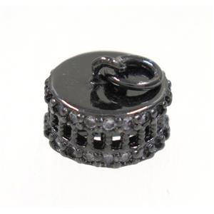 copper Colosseum pendant paved zircon, black plated, approx 5x10.5mm [FDZN3682]