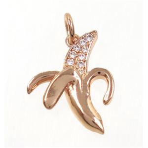 copper Banana pendant paved zircon, rose gold, approx 13x17mm [FDZN3693]