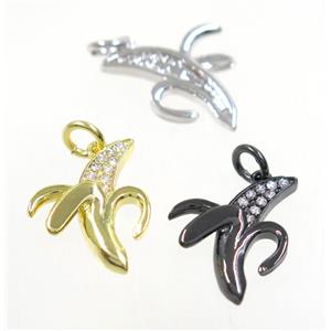 copper Banana pendant paved zircon, mix color, approx 13x17mm [FDZN3697]