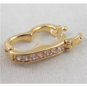 Zircon copper clasp, gold plated, approx 10x18mm [FDZN370]