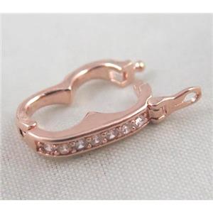 Zircon copper clasp, rose gold plated, approx 10x18mm [FDZN371]