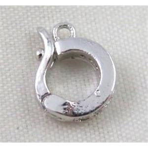 Zircon copper clasp, platinum plated, approx 10mm dia [FDZN373]