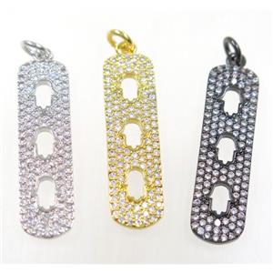 copper Hamsahand pendant paved zircon, mix color, approx 8x30mm [FDZN3731]