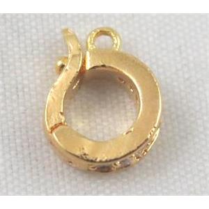 Zircon copper clasp, gold plated, approx 10mm dia [FDZN374]
