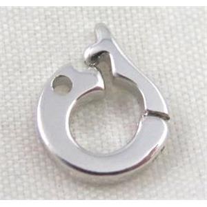 Zircon copper clasp, platinum plated, approx 10mm dia [FDZN376]