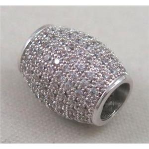 Zircon copper spacer bead, platinum plated, approx 10x12mm, 5mm hole [FDZN379]