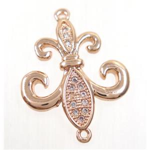 copper anchor connector paved zircon, rose gold, approx 18-20mm [FDZN3791]
