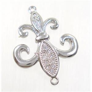 copper anchor connector paved zircon, platinum plated, approx 18-20mm [FDZN3792]