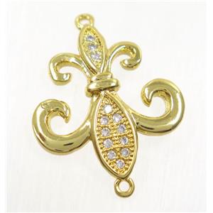 copper anchor connector paved zircon, gold plated, approx 18-20mm [FDZN3793]
