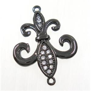 copper anchor connector paved zircon, black plated, approx 18-20mm [FDZN3794]