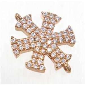 copper snowflake connector paved zircon, rose gold, approx 15mm dia [FDZN3815]