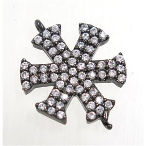 copper snowflake connector paved zircon, black plated, approx 15mm dia [FDZN3818]