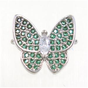 copper butterfly connector paved zircon, platinum plated, approx 13-14mm [FDZN3849]