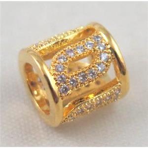 Zircon copper spacer bead, gold plated, approx 8x9mm, 6mm hole [FDZN385]