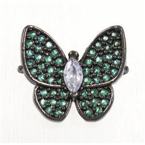 copper butterfly connector paved zircon, black plated, approx 13-14mm [FDZN3851]