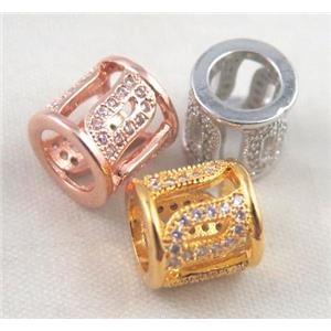 Zircon copper spacer bead, mixed color, approx 8x9mm, 6mm hole [FDZN386]