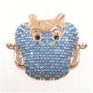 copper connector paved zircon, rose gold, approx 15-17mm [FDZN3867]
