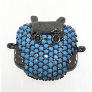 copper connector paved zircon, black plated, approx 15-17mm [FDZN3869]