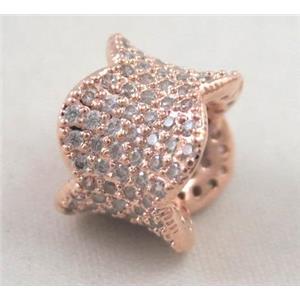 Zircon copper spacer bead, rose gold plated, approx 13x10mm [FDZN387]