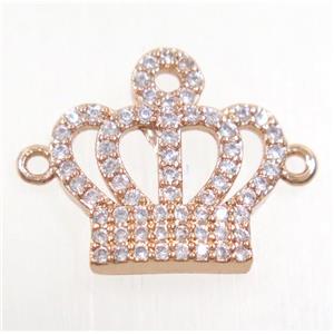 copper crown connector paved zircon, rose gold, approx 15x15mm [FDZN3876]