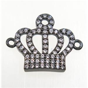 copper crown connector paved zircon, black plated, approx 15x15mm [FDZN3879]