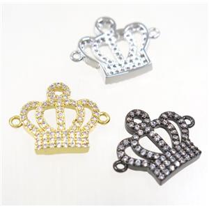 copper crown connector paved zircon, mix color, approx 15x15mm [FDZN3880]