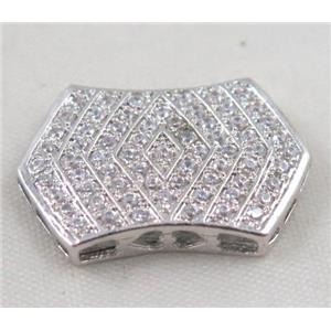 Zircon copper spacer bead, platinum plated, approx 15x23mm [FDZN391]